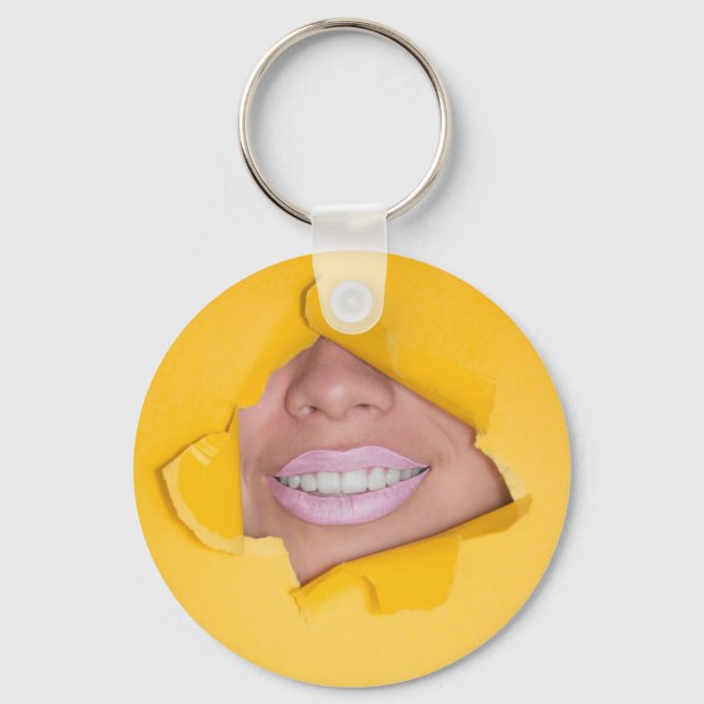 Ansikte Läppar Smile Gult Nyckelring (Framsida)