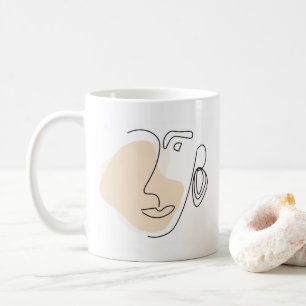 Ansikte Line Art Modern Minimalist Contemporary Kaffemugg