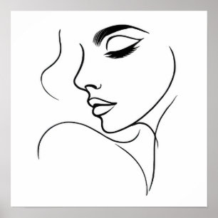 Ansikte Line Teckning Poster