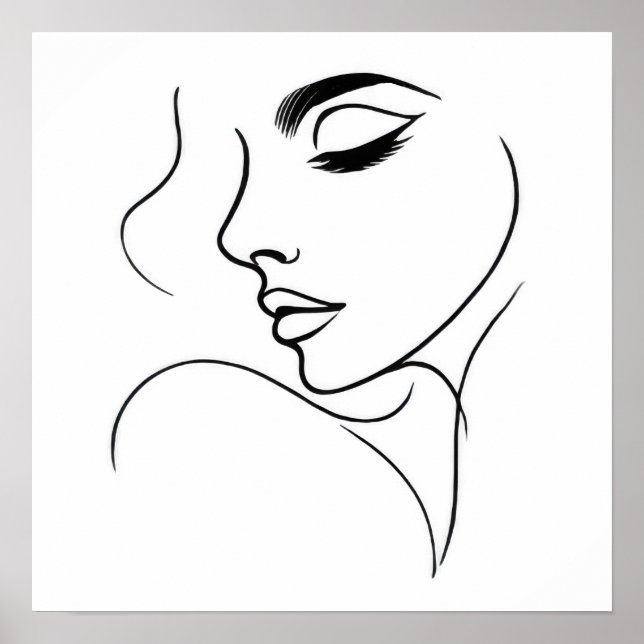 Ansikte Line Teckning Poster (Framsidan)