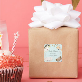 ansikte mask babyduschmonogram för babybabydusch fyrkantigt klistermärke