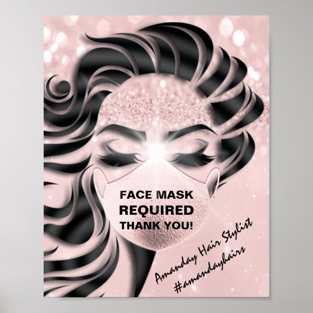 Ansikte-mask krävs Covid Eyelash Hair Nagel tack Poster (Framsidan)