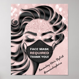 Ansikte-mask krävs för Covid Eyelash Hair Rosa - t Poster