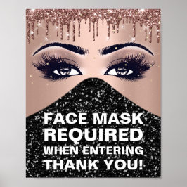 Ansikte-mask krävs för Covid TackoRose Glitter Mak Poster