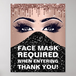 Ansikte-mask krävs för Covid TackoRose Glitter Mak Poster