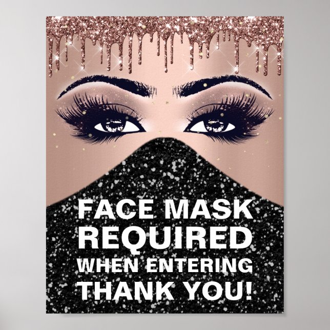 Ansikte-mask krävs för Covid TackoRose Glitter Mak Poster (Framsidan)