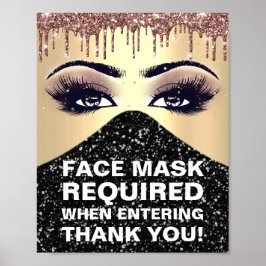 Ansikte-mask krävs för Covid-tackRose Glitter Guld Poster