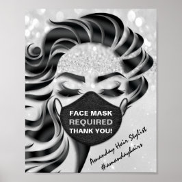 Ansikte-mask krävs tack för Covid Eyelash Silver G Poster
