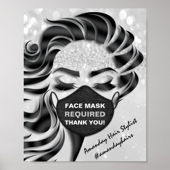 Ansikte-mask krävs tack för Covid Eyelash Silver G Poster (Framsidan)