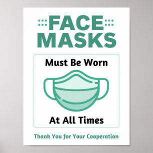 Ansikte-mask krävs vid alla tillfällen poster