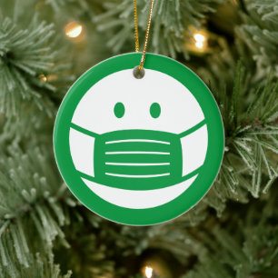 Ansikte mask lexig emoji ikon Julgran ornament