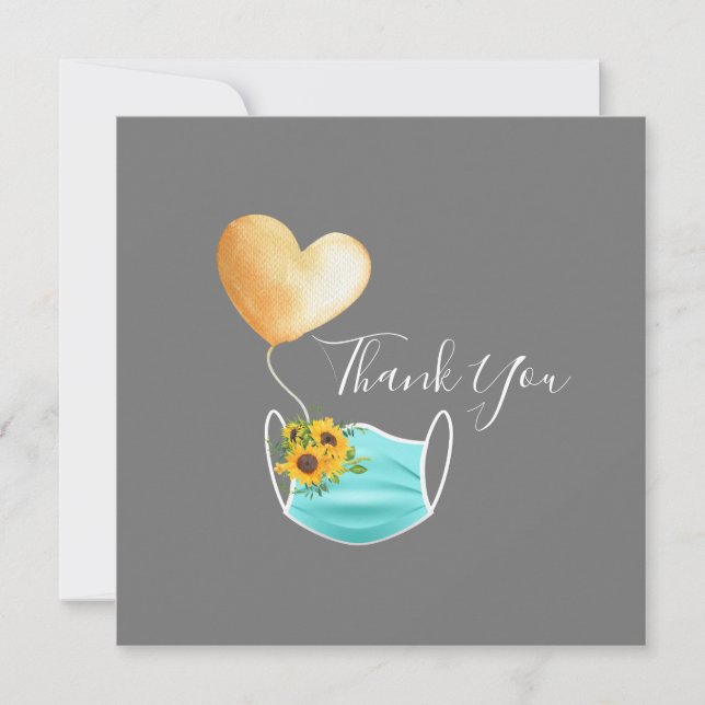 Ansikte-mask och blommor Tack (Framsida)