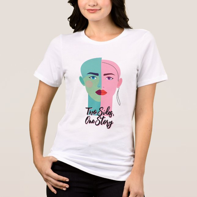 Ansikte med dubbla tonlägen Abstrakt T Shirt (Framsida)