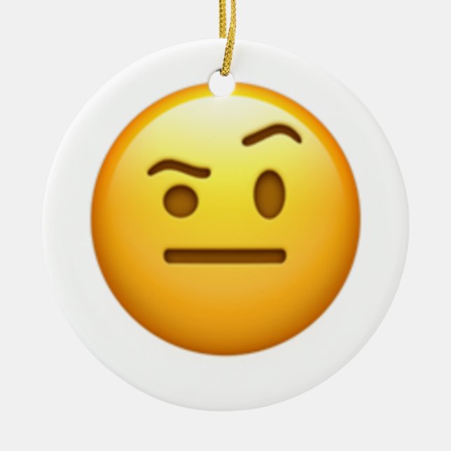 Ansikte med en eyebrow upphöjd - Emoji Julgransprydnad Keramik (Framsidan)