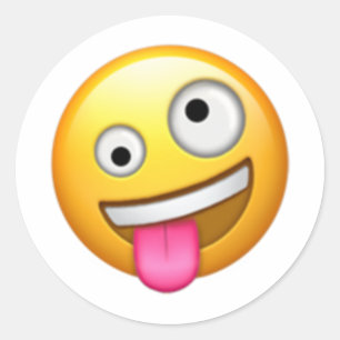 Ansikte med ett stort och ett litet Öga - Emoji Runt Klistermärke