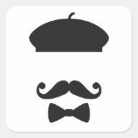 Ansikte med fransk hatt, mustasch och slips