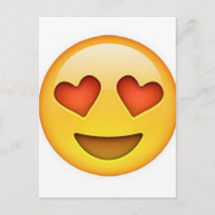 Ansikte med hjärtformade öga-emoji-dekal vykort