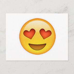 Ansikte med hjärtformade öga-emoji-dekal vykort