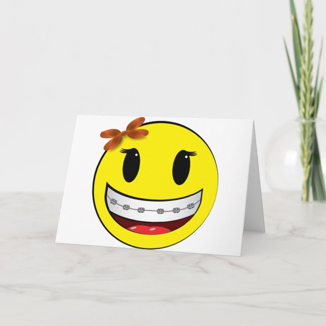 ansikte med klammerparentes - flicka kort (Framsida)