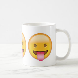 Ansikte med klibbat ut spontar Emoji Kaffemugg