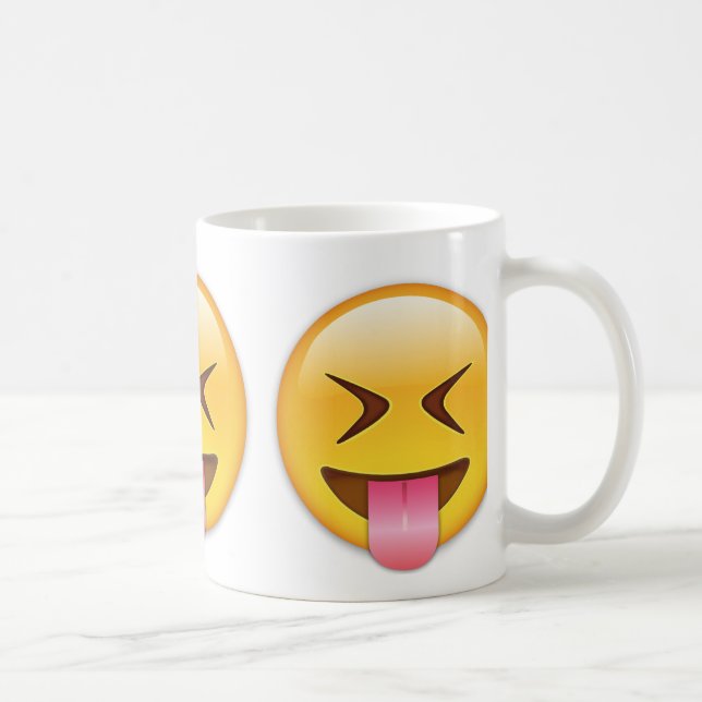 Ansikte med klibbat ut spontar & stramt stängda kaffemugg (Höger)
