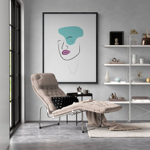 Ansikte med minimalistisk abstrakt poster