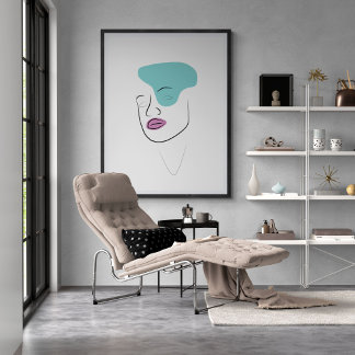 Ansikte med minimalistisk abstrakt poster