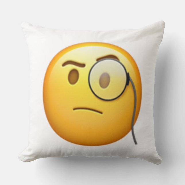 Ansikte med monokle - Emoji Kudde (Framsida)