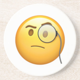 Ansikte med monokle - Emoji Underlägg Sandsten