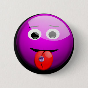 Ansikte med Pierced Tunga Button Knapp