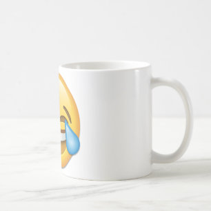 Ansikte med tårar av glädjeemojien kaffemugg