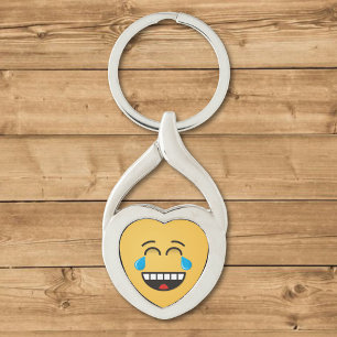 Ansikte med Tårar Joy Twisted Heart Silverfärgad Nyckelring