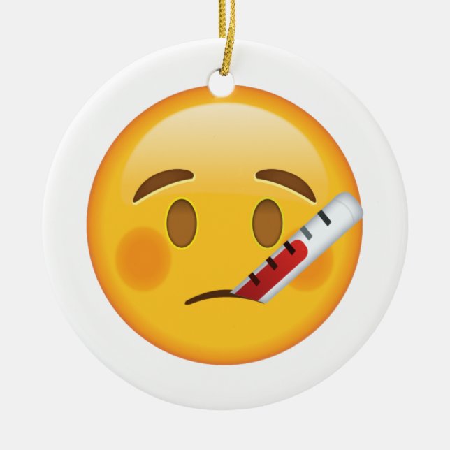 Ansikte med termometer - Emoji Julgransprydnad Keramik (Framsidan)