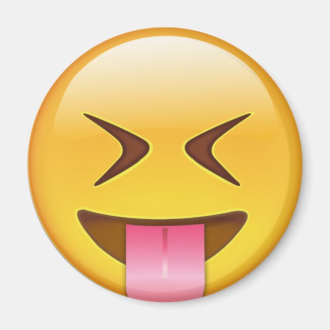 Ansikte med utstuckna Tunga och hårt stängda Öga Magnet (Framsidan)