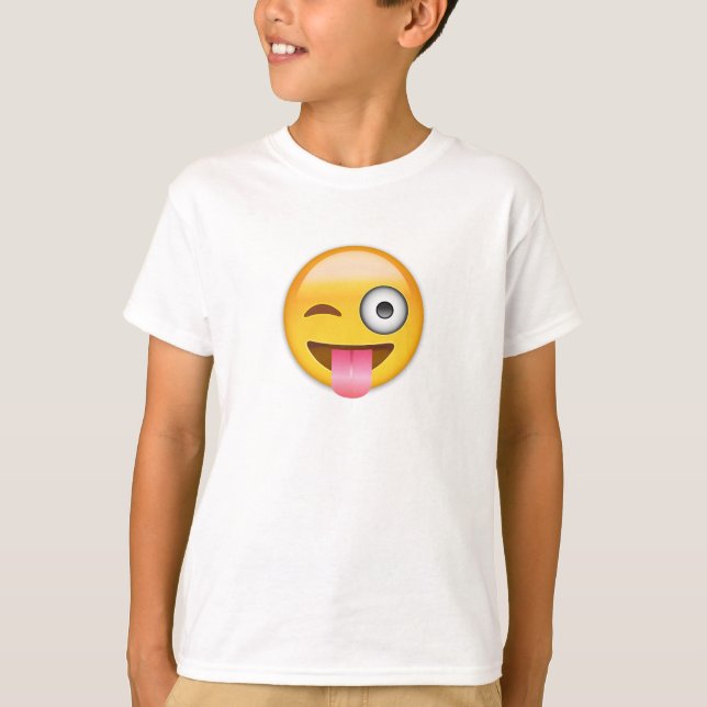 Ansikte med utstuckna Tunga och Öga Emoji T-shirt (Framsida)
