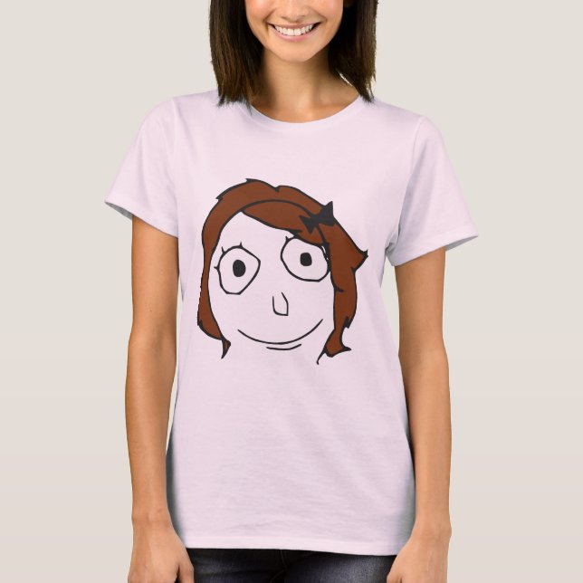 Ansikte Meme för Derpina brunt hårursinne T-shirt (Framsida)