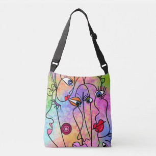 Ansikte Moods Crossbody Bag Modern Stil-målning Axelväska
