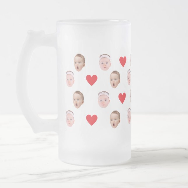 Ansikte Mugg, Anpassningsbar Photo Mugg, Baby Gift Frostat Ölglas (Vänster)