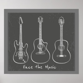 Ansikte: musikpun Retro guitar trio Poster