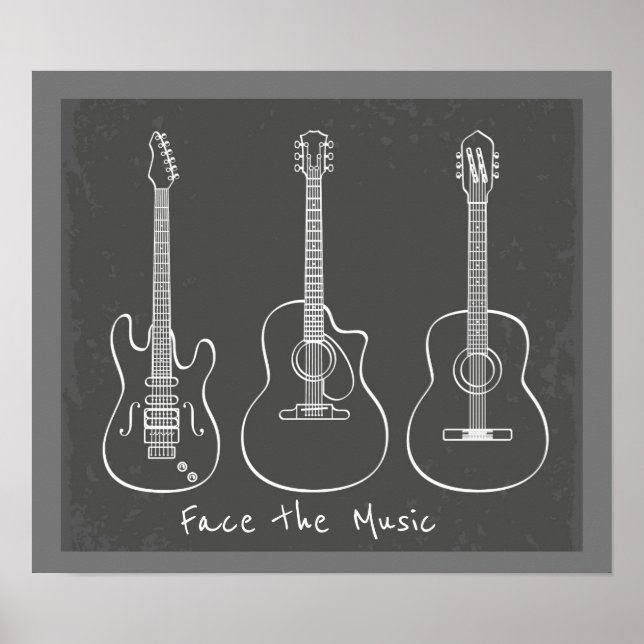 Ansikte: musikpun Retro guitar trio Poster (Framsidan)