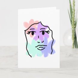 Ansikte och blommor abstrakt (ljusa färger) kort