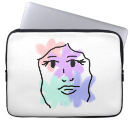 Ansikte och blommor abstrakt (ljusa färger) laptop fodral