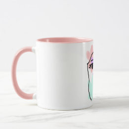 Ansikte och blommor abstrakt (ljusa färger) mugg