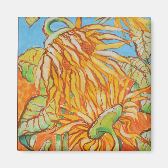 "'Ansikte OFF'' Sunblommor av Bruce Tunis Magnet (Framsidan)