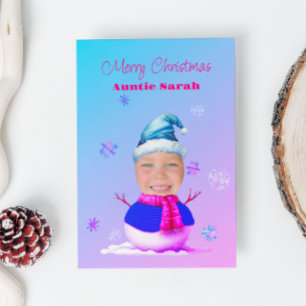 Ansikte på ett julkort tack kort
