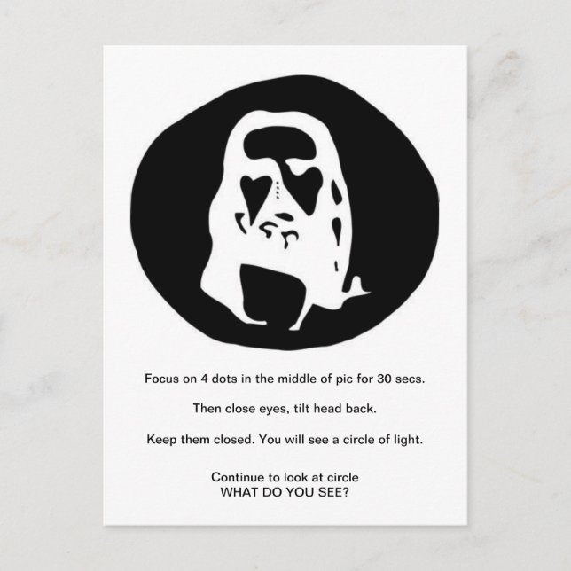 Ansikte på vykort för Kristus optiska ljusion (Framsida)