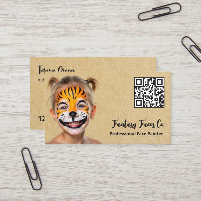 Ansikte Painter QR Visitkort (Fram/Back In Situ)