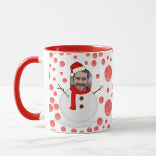 Ansikte Photo Jul Funny Snögubbe Coffee Mugg