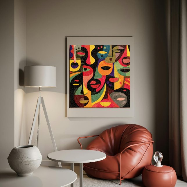 Ansikte Poster färglös kubistisk Abstrakt (Skapare uppladdad)