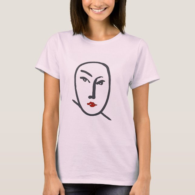Ansikte & Red Läppar T-shirt (Framsida)